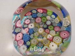 Vintage Murano Art Glass Paperweight Closepacked Millefiori Complex Faceted