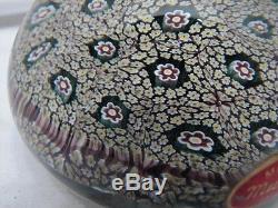 Vintage Murano Art Glass Paperweight Floral Flower Millefiori withLabel A