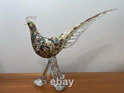 Vintage Murano Art Glass Pheasant Figurine, 14 Long, 11 Tall