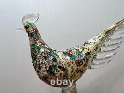 Vintage Murano Art Glass Pheasant Figurine, 14 Long, 11 Tall