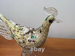 Vintage Murano Art Glass Pheasant Figurine, 14 Long, 11 Tall