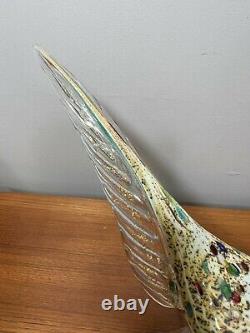 Vintage Murano Art Glass Pheasant Figurine, 14 Long, 11 Tall