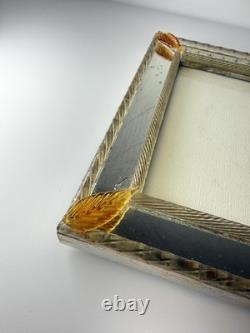 Vintage Murano Art Glass Picture Frame Amber Leaf Accents 6x8 Italian