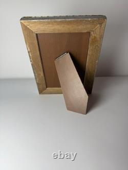 Vintage Murano Art Glass Picture Frame Amber Leaf Accents 6x8 Italian