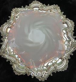 Vintage Murano Art Glass Pink & Gold Aventurine Zebrati Swirled Star Shaped Bowl