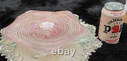 Vintage Murano Art Glass Pink & Gold Aventurine Zebrati Swirled Star Shaped Bowl