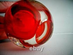 Vintage Murano Art Glass RED Sommerso APPLE & Pear Figurine Paperweights Set