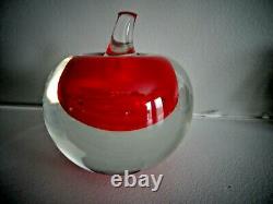 Vintage Murano Art Glass RED Sommerso APPLE & Pear Figurine Paperweights Set