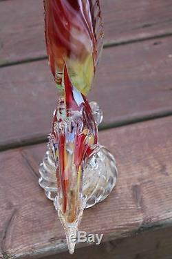 Vintage Murano Art Glass Rooster Or Pheasant, Multicolored, Hand Blown, Italy