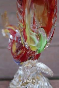 Vintage Murano Art Glass Rooster Or Pheasant, Multicolored, Hand Blown, Italy