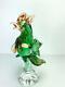 Vintage Murano Art Glass Rooster Sculpture Figure Green Peach Italy 10