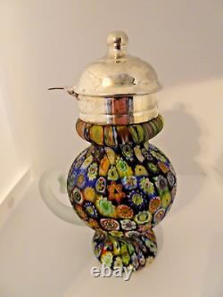 Vintage Murano Art Glass Scrambled Close Packed Millefiori Satin Syrup Jug