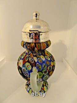 Vintage Murano Art Glass Scrambled Close Packed Millefiori Satin Syrup Jug