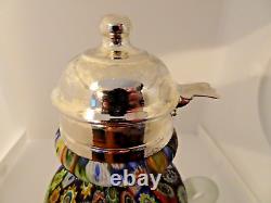 Vintage Murano Art Glass Scrambled Close Packed Millefiori Satin Syrup Jug