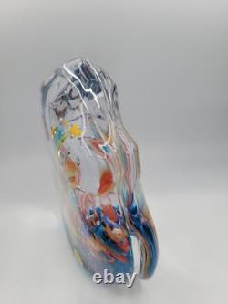 Vintage Murano Art Glass Sculpture Aquarium With Tropical Fish Original Label
