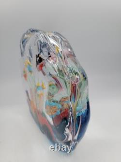 Vintage Murano Art Glass Sculpture Aquarium With Tropical Fish Original Label