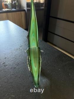 Vintage Murano Art Glass Sculpture Stylized Bird / Flame Form, Green Swirl