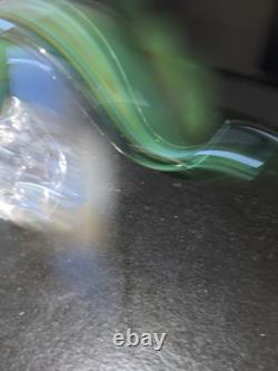 Vintage Murano Art Glass Sculpture Stylized Bird / Flame Form, Green Swirl