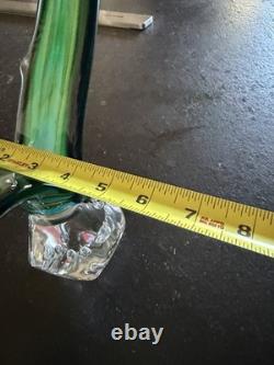 Vintage Murano Art Glass Sculpture Stylized Bird / Flame Form, Green Swirl