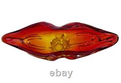 Vintage Murano Art Glass Seguso Era 11 Orange Amber Red Sommerso Flame Tip Vase
