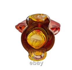 Vintage Murano Art Glass Seguso Era 11 Orange Amber Red Sommerso Flame Tip Vase