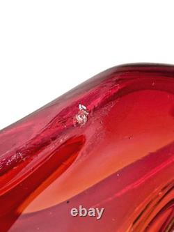 Vintage Murano Art Glass Seguso Era 11 Orange Amber Red Sommerso Flame Tip Vase
