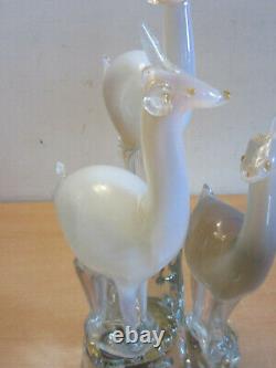 Vintage Murano Art Glass Signed Alfredo Barbini 3 Deers Statue 16 ASIS