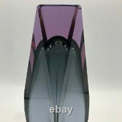 Vintage Murano Art Glass Signed Nason Faceted Vase Amethyst Purple Modern 8.5