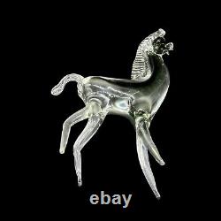 Vintage Murano Art Glass Smokey Black Horse Figurine Sculpture 10t 6w