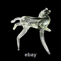 Vintage Murano Art Glass Smokey Black Horse Figurine Sculpture 10t 6w