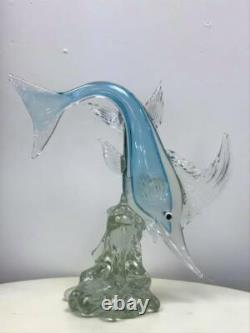 Vintage Murano Art Glass Sommerso Swordfish Figurine