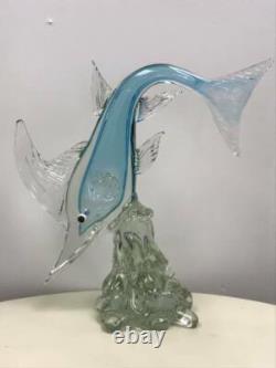 Vintage Murano Art Glass Sommerso Swordfish Figurine