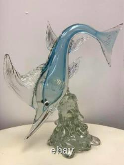Vintage Murano Art Glass Sommerso Swordfish Figurine