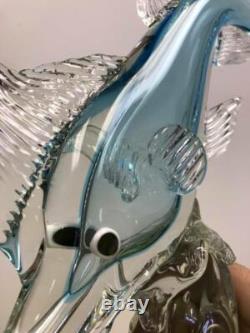 Vintage Murano Art Glass Sommerso Swordfish Figurine