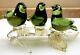 Vintage Murano Art Glass Three Green BABY BIRDS On Branch GOLD Aventurine EUC