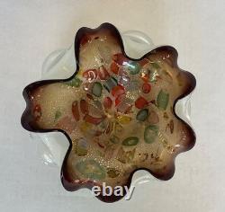 Vintage Murano Art Glass Tutti Frutti Bowl Multicolor 8.5 diameter x 3h