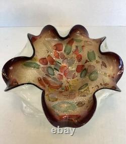 Vintage Murano Art Glass Tutti Frutti Bowl Multicolor 8.5 diameter x 3h