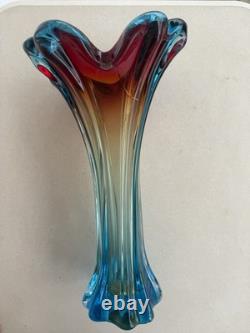 Vintage Murano Art Glass Vase 14.5 Tall