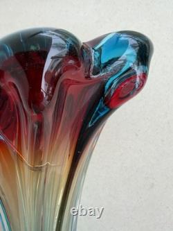 Vintage Murano Art Glass Vase 14.5 Tall