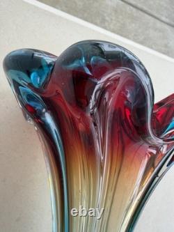 Vintage Murano Art Glass Vase 14.5 Tall