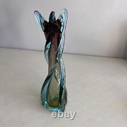 Vintage Murano Art Glass Vase Amber Blue and Amethyst Twist Jordan Import Co