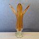 Vintage Murano Art Glass Vase Footed Toed Yellow Four Fingers Handblown