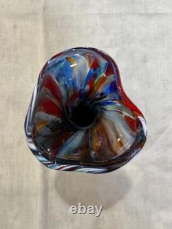 Vintage Murano Art Glass Vase Fratelli Toso Polychrome 1970s -Hand Blown Italy
