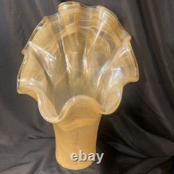 Vintage Murano Art Glass Vase Peach Pearl Clam Shell Color 17.5