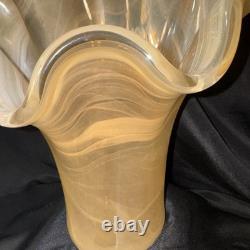 Vintage Murano Art Glass Vase Peach Pearl Clam Shell Color 17.5
