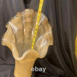 Vintage Murano Art Glass Vase Peach Pearl Clam Shell Color 17.5