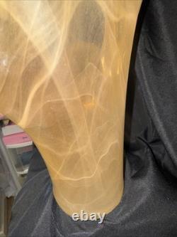 Vintage Murano Art Glass Vase Peach Pearl Clam Shell Color 17.5