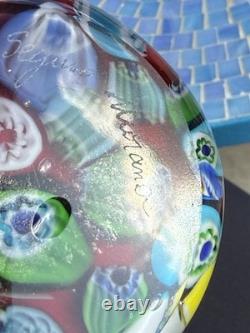 Vintage Murano Art Glass Vase Red Millefiore, Signed Seguso And Murano