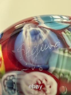 Vintage Murano Art Glass Vase Red Millefiore, Signed Seguso And Murano