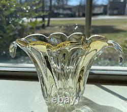Vintage Murano Art Glass Vase Waterfall Design Amber Size 5.5 X 8.5
